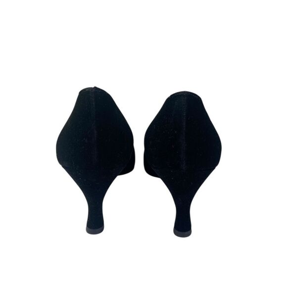 Ferragame 9B Black Pumps with kitten heel velvet w/silk toe - Picture 9 of 12